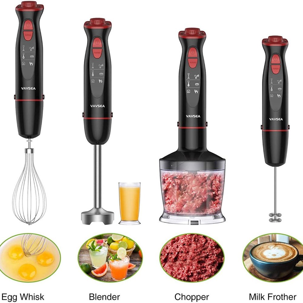 Immersion Hand Blender, 12-Speed Multi-Function Handheld Stick Blender with Stai